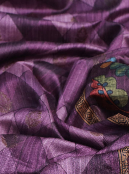 Semi banarasi tussar saree mild purple and mauve pink with geometric prints & woven buttas and woven border