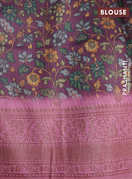 Semi banarasi tussar saree wine shade and mauve pink with geometric prints & woven buttas and woven border