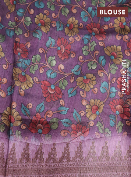 Semi banarasi tussar saree mild purple and mauve pink with allover wavy prints & woven buttas and woven border