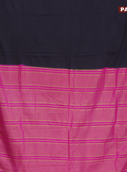 Semi crepe saree black and pink with plain body and zari woven border