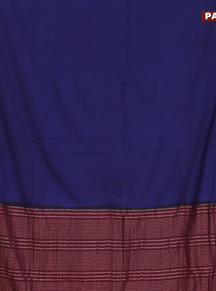 Semi crepe saree navy blue and deep maroon with plain body and zari woven border