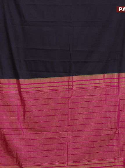 Semi crepe saree black and pink with plain body and zari woven border