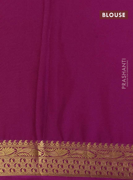 Semi crepe saree mango yellow and purple with plain body and zari woven border