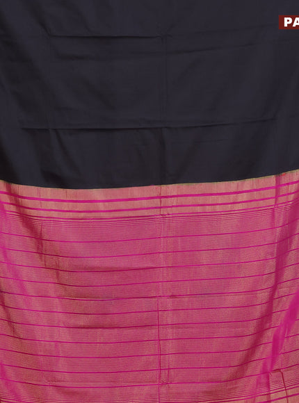 Semi crepe saree black and pink with plain body and zari woven border