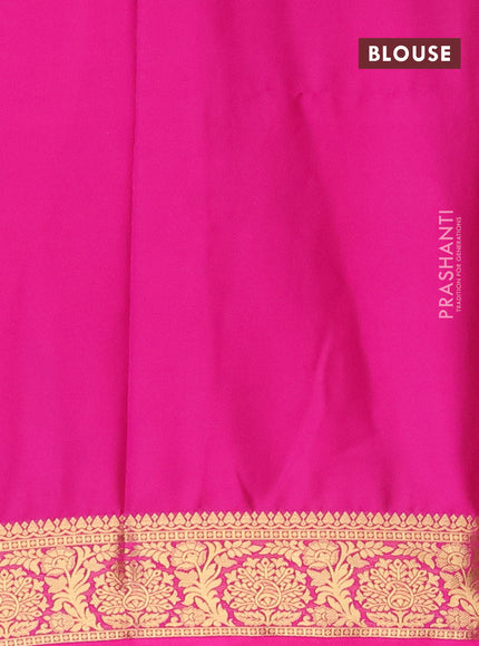 Semi crepe saree black and pink with plain body and zari woven border