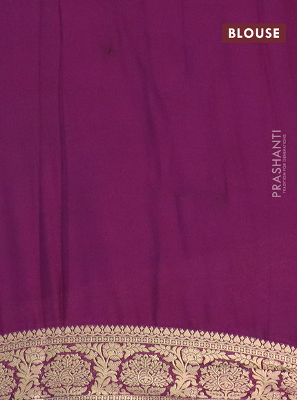 Semi crepe saree teal blue and purple with plain body and zari woven border