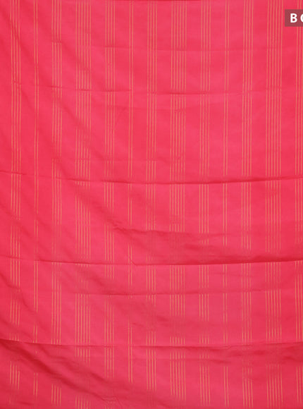 Semi crepe saree peach pink and teal blue shade with allover zari stripe pattern and zari woven border