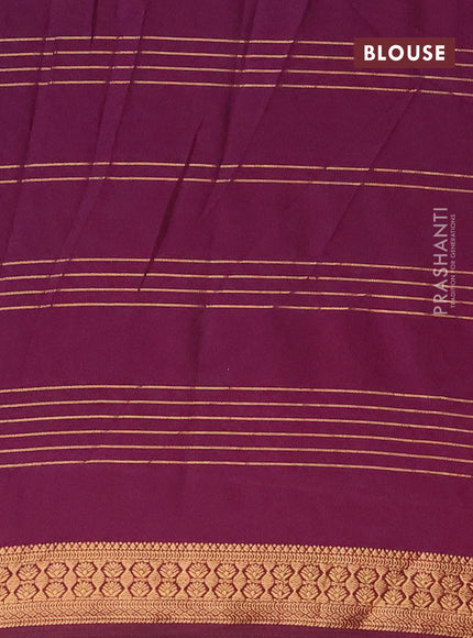 Semi crepe saree teal green shae and purple with allover zari stripe pattern and zari woven border