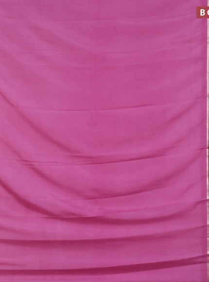 Semi crepe saree mauve pink and wine shade with plain body and long zari woven border