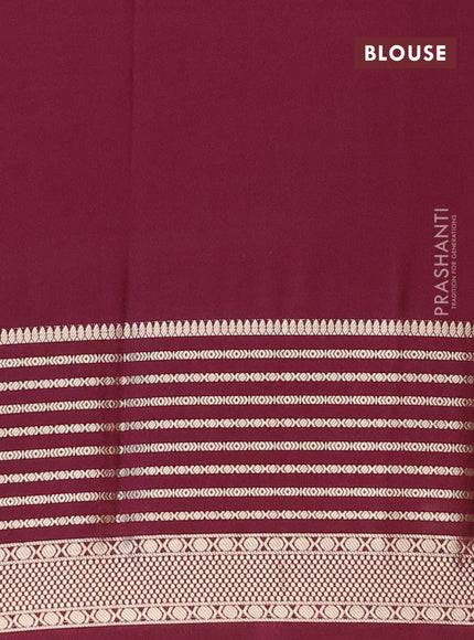 Semi crepe saree mauve pink and wine shade with plain body and long zari woven border