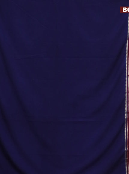 Semi crepe saree navy blue and wine shade with plain body and long zari woven border