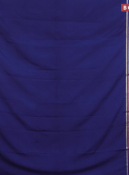 Semi crepe saree navy blue and wine shade with plain body and long zari woven border