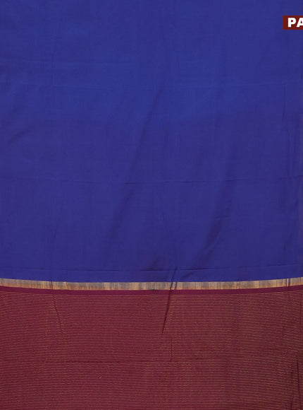 Semi crepe saree dark blue and deep purple with plain body and paisley zari woven border