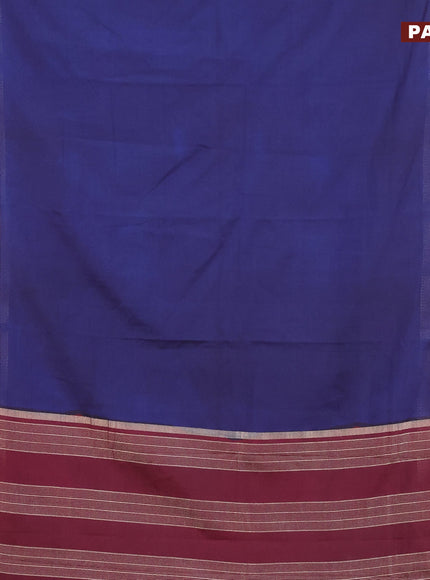 Semi crepe saree navy blue and wine shade with plain body and rettapet zari woven border