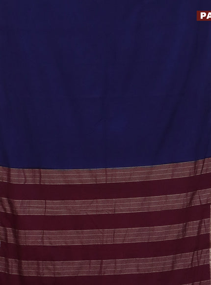 Semi crepe saree navy blue and wine shade with plain body and rettapet zari woven border