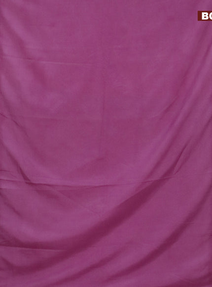 Semi crepe saree mauve pink and wine shade with plain body and rettapet zari woven border