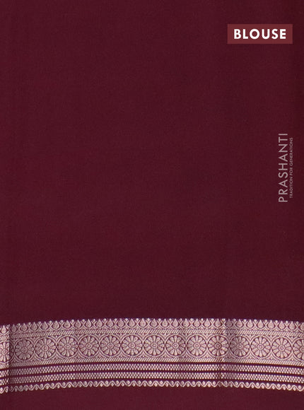 Semi crepe saree mauve pink and wine shade with plain body and rettapet zari woven border