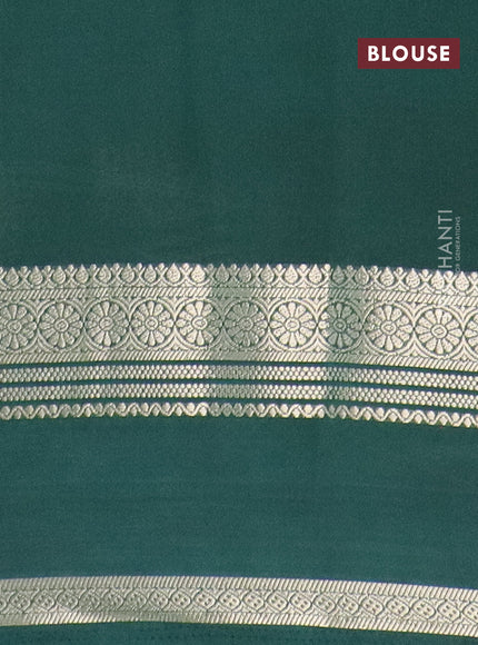 Semi crepe saree pastel green and dark green with plain body and rettapet zari woven border