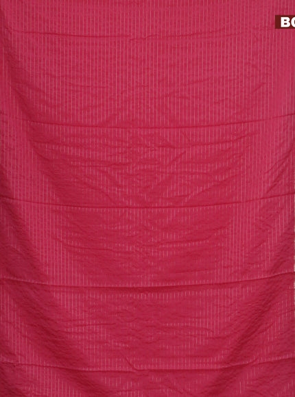 Semi crepe saree peach pink and deep maroon with allover zari stripe pattern and rettapet zari woven border