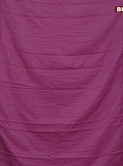 Semi crepe saree mauve pink and wine shade with allover zari stripe pattern and rettapet zari woven border