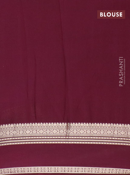 Semi crepe saree mauve pink and wine shade with plain body and rettapet zari woven border