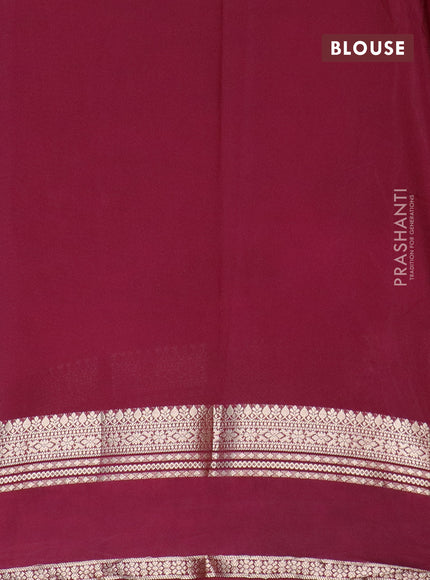 Semi crepe saree peach pink and wine shade with plain body and rettapet zari woven border