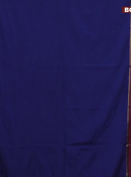 Semi crepe saree navy blue and wine shade with plain body and long zari woven border