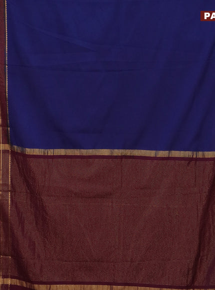 Semi crepe saree navy blue and wine shade with plain body and long zari woven border