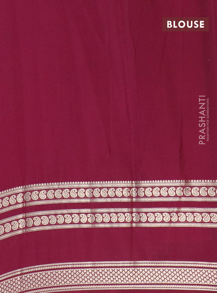 Semi crepe saree peach pink and wine shade with plain body and long rettapet zari woven border