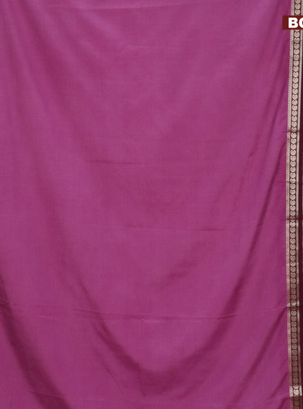 Semi crepe saree mauve pink and wine shade with plain body and long rettapet zari woven border