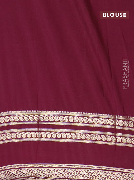 Semi crepe saree mauve pink and wine shade with plain body and long rettapet zari woven border