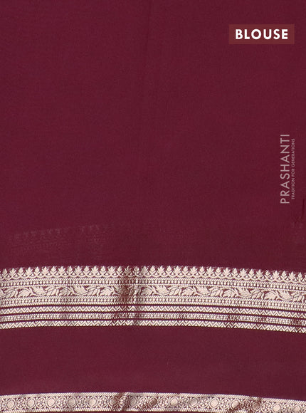 Semi crepe saree mauve pink and deep maroon with plain body and rettapet zari woven border