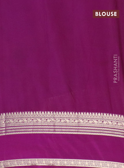 Semi crepe saree teal blue shade and purple with plain body and rettapet zari woven border