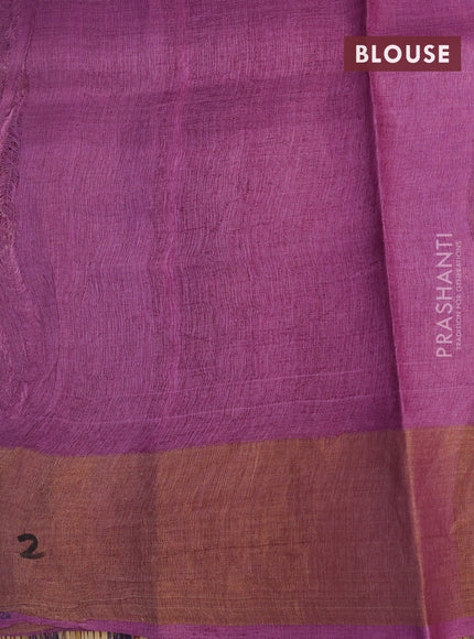 Pure tussar silk saree mauve pink with allover bandhani prints and zari woven border