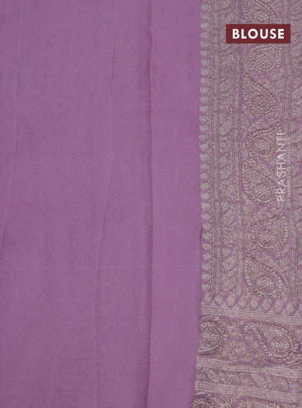 Banarasi georgette saree pastel lavender with allover thread & zari weaves and woven border