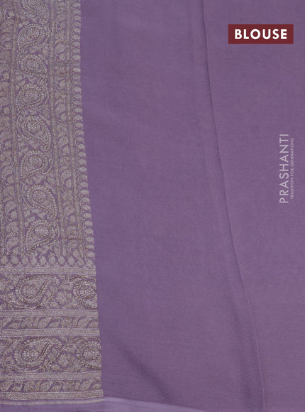 Banarasi georgette saree pastel purple with allover thread & zari weaves and woven border