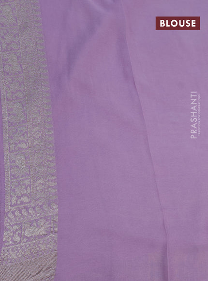 Banarasi georgette saree lavender shade with allover thread & zari weaves and woven border