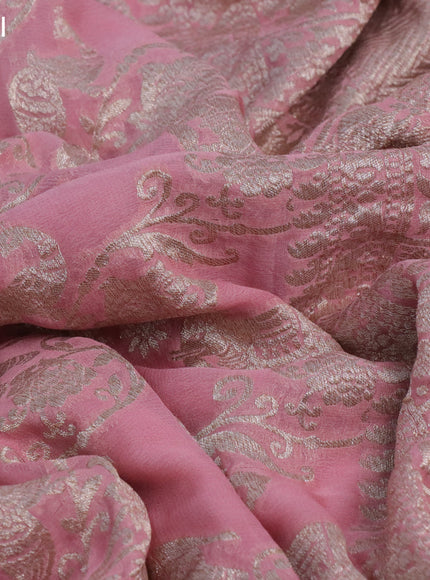 Banarasi georgette saree pink shade with allover thread & zari weaves and woven border