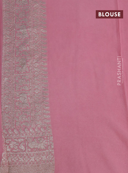 Banarasi georgette saree pink shade with allover thread & zari weaves and woven border