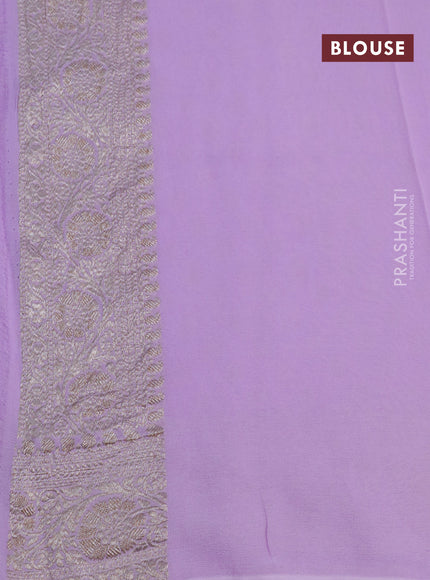 Banarasi georgette saree lavender shade with allover thread & zari woven butta wevaes and woven border