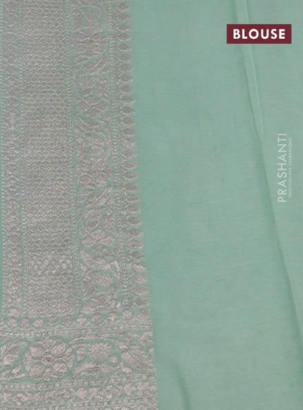 Banarasi georgette saree pastel green with allover thread & zari weaves and woven border