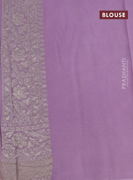 Banarasi georgette saree lavender shade with allover thread & zari weaves and woven border