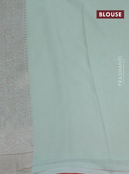 Banarasi georgette saree pastel green with allover thread & zari weaves and woven border