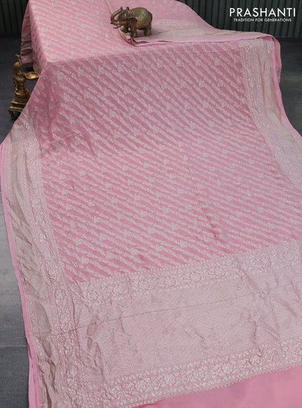 Banarasi georgette saree pastel pink with allover thread & zari weaves and woven border