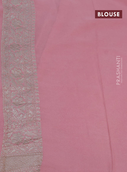 Banarasi georgette saree pastel pink with allover thread & zari weaves and woven border