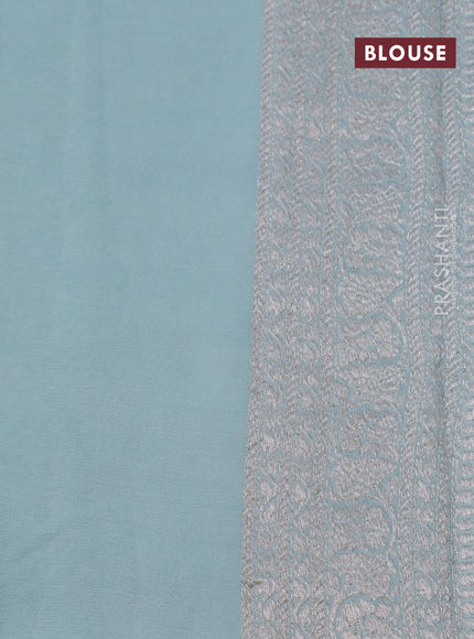 Banarasi georgette saree pastel blue with allover thread & zari weaves and woven border