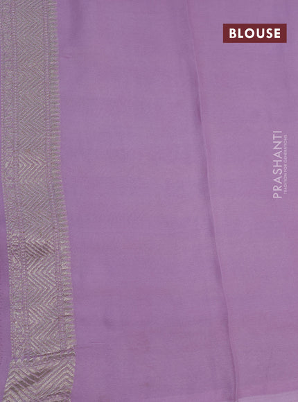 Banarasi georgette saree lavender shade with allover thread & zari weaves and woven border