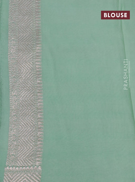 Banarasi georgette saree pastel green with allover thread & zari weaves and woven border