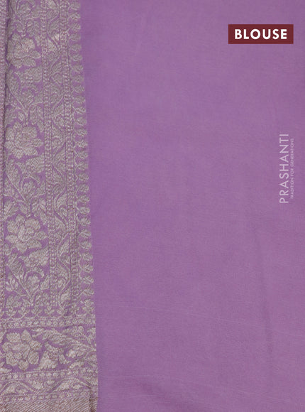 Banarasi georgette saree pastel lavender with allover thread & zari woven butta weaves and woven border