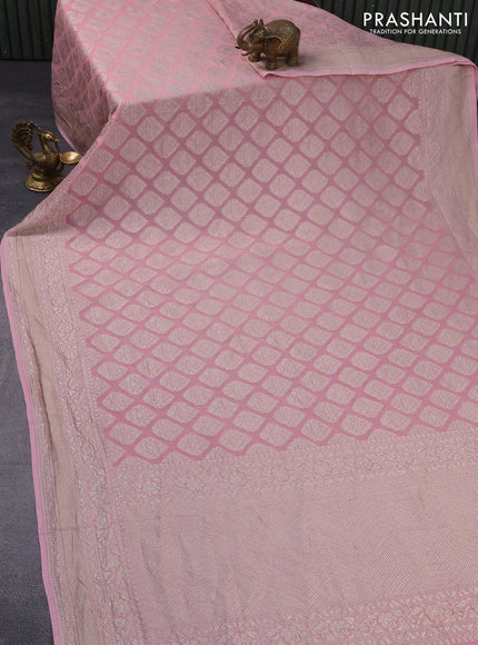 Banarasi georgette saree pastel pink with allover thread & zari woven butta weaves and woven border